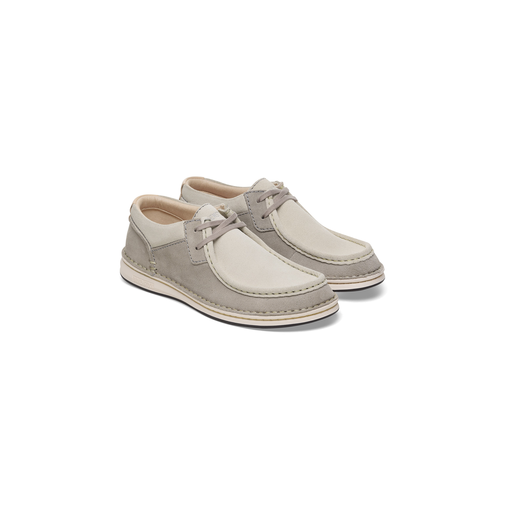 Pasadena Stone Coin/White Suede Leather Shoes
