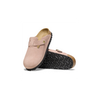 Boston Light Rose Suede Leather Clogs