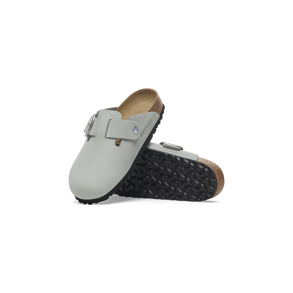 Boston Big Buckle Pure Sage Nubuck Leather Clogs