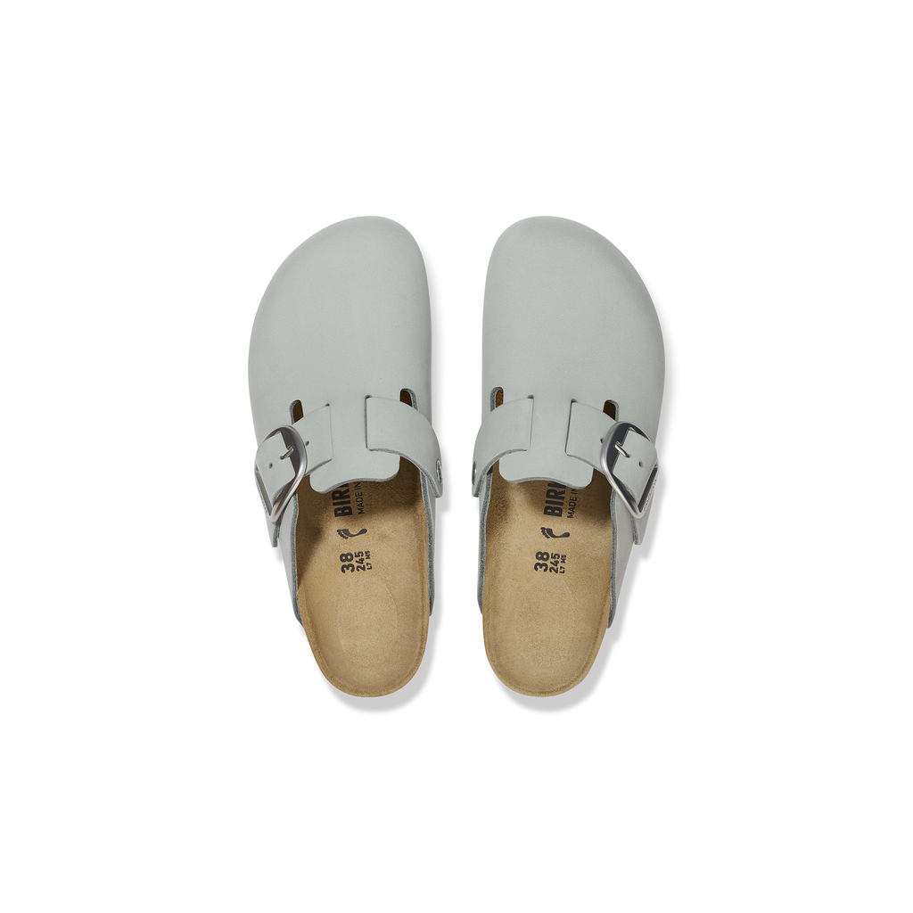 Boston Big Buckle Pure Sage Nubuck Leather Clogs