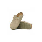 Boston Faded Khaki Suede Leather Clogs