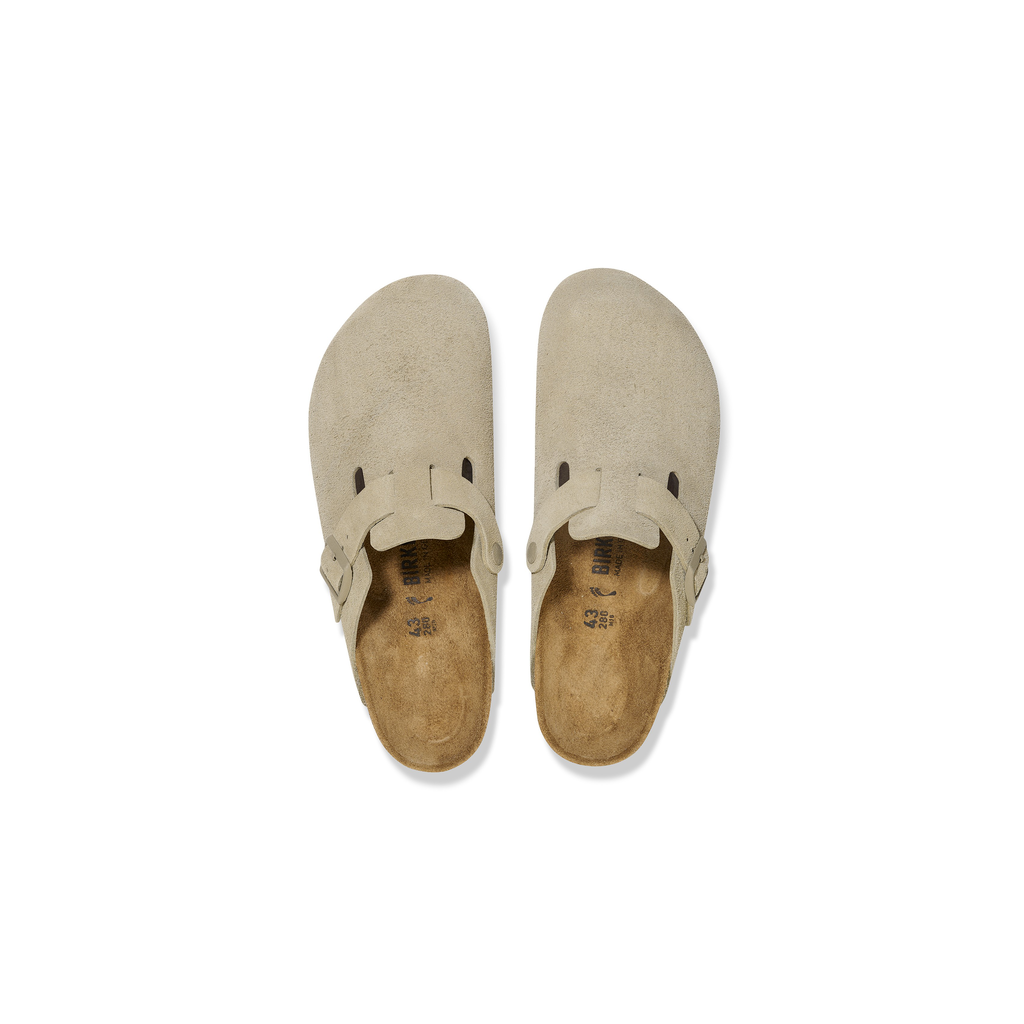 Boston Faded Khaki Suede Leather Clogs