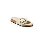 Madrid Big Buckle High Shine Ecru Natural Leather Sandals