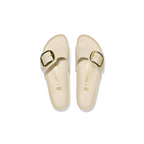 Madrid Big Buckle High Shine Ecru Natural Leather Sandals