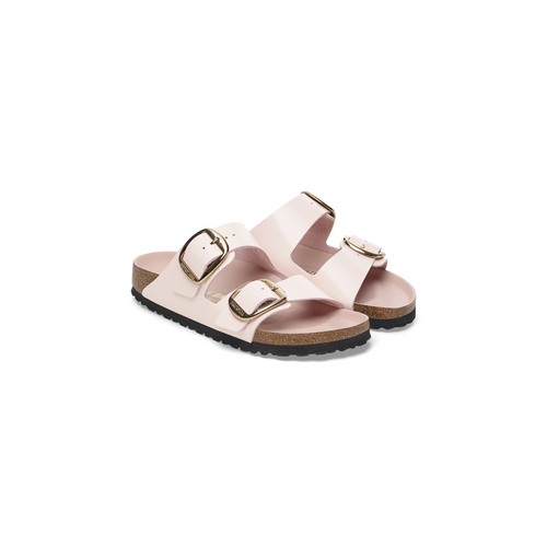 Arizona Big Buckle High Shine Light Rose Natural Leather Sandals