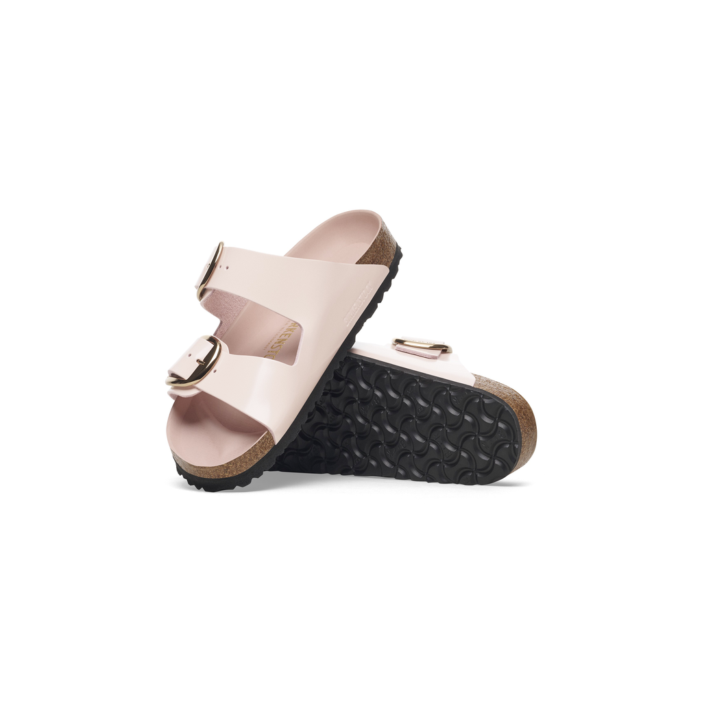 Arizona Big Buckle High Shine Light Rose Natural Leather Sandals