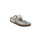 Gizeh Big Buckle High Shine Stone Coin Natural Leather Sandals