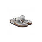 Gizeh Big Buckle High Shine Stone Coin Natural Leather Sandals