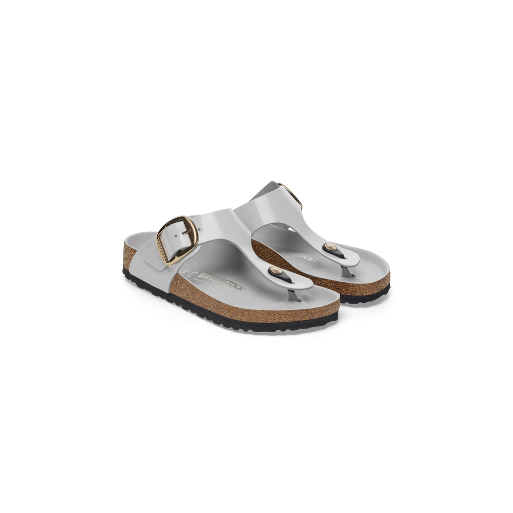 Gizeh Big Buckle High Shine Stone Coin Natural Leather Sandals
