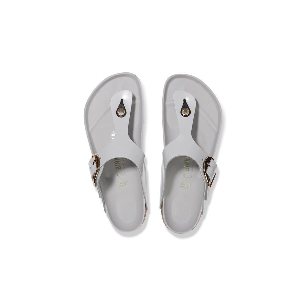 Gizeh Big Buckle High Shine Stone Coin Natural Leather Sandals