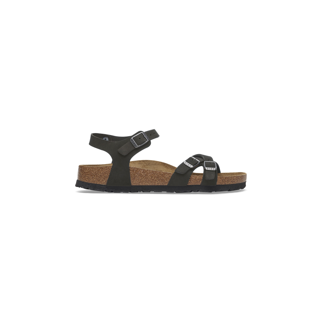 Kumba Soft Footbed Black Nubuck Leather Sandals