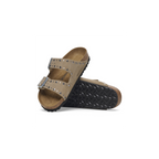 Arizona Rivet Taupe Suede Leather Sandals