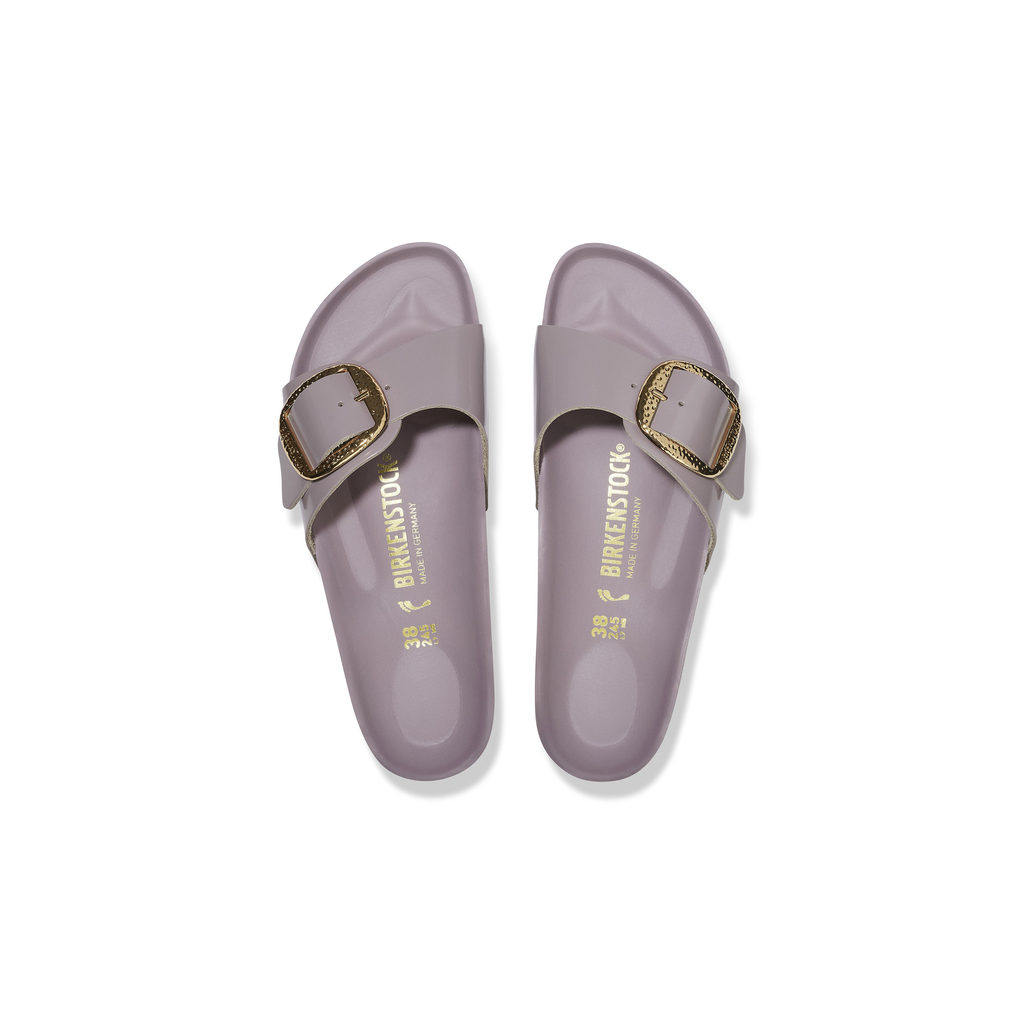 Madrid Hammertone Buckle High Shine Fade Purple Natural Leather Sandals