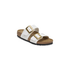 Sydney Cushion Buckle Patent White Birko-Flor Sandals