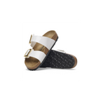 Sydney Cushion Buckle Patent White Birko-Flor Sandals