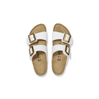 Sydney Cushion Buckle Patent White Birko-Flor Sandals