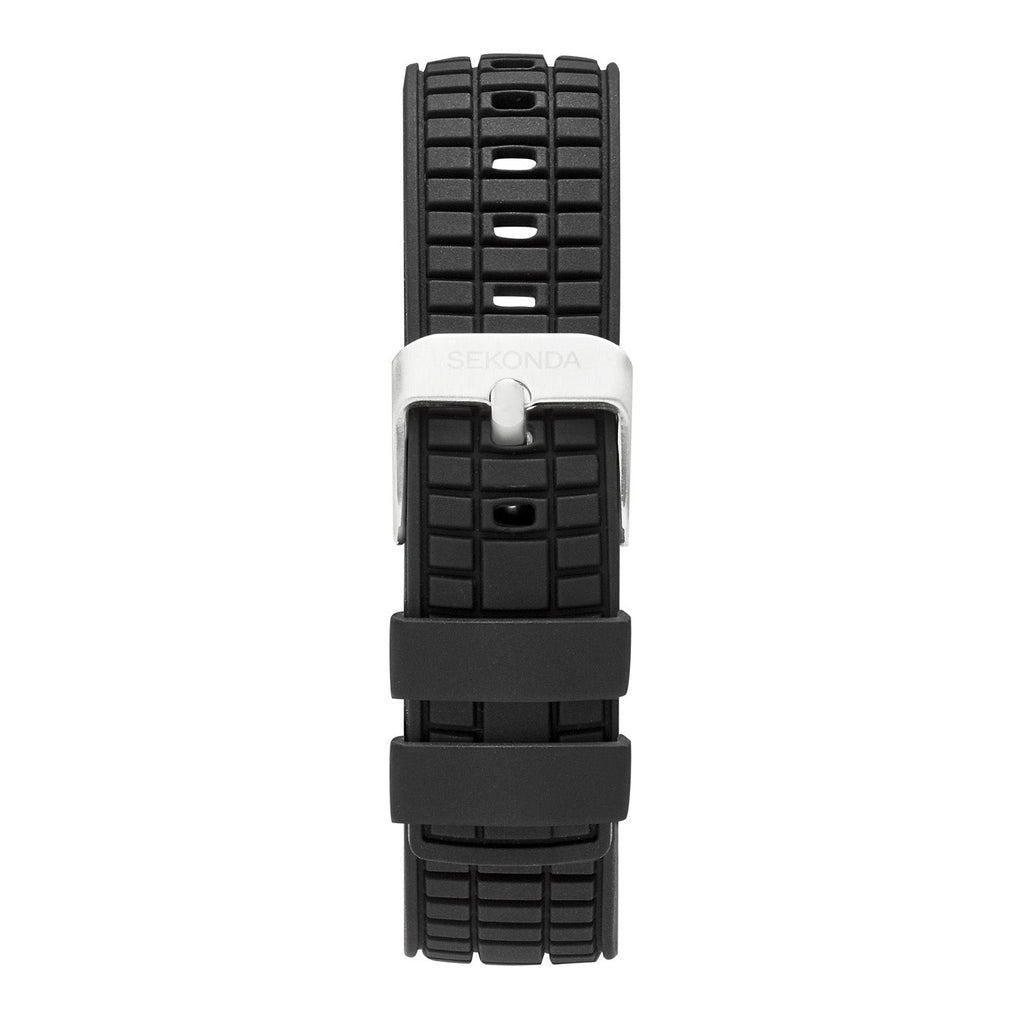 Sekonda Octaire Mens Black Dial 40mm Watch With Rubber Strap