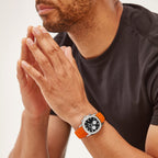 Sekonda Octaire Mens Black Dial Watch With Orange Silicone Strap 40mm