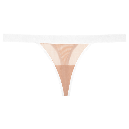 Sieve Thong in Buff + White