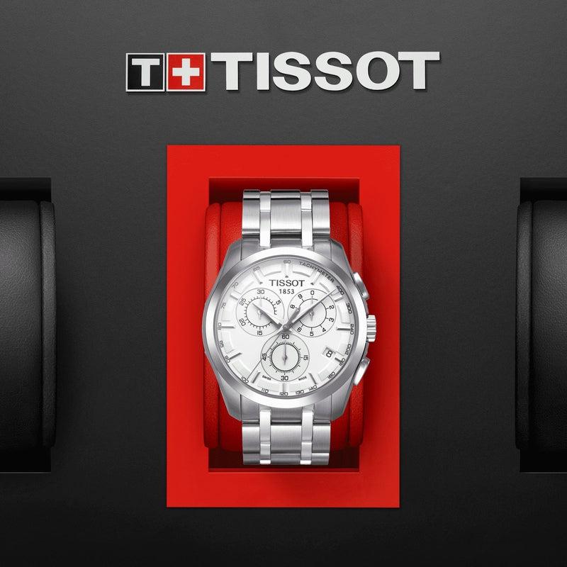 Tissot T Classic Couturier Chronograph White Dial Silver Steel Strap Watch For Men - T101.617.11.031.00