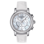 Tissot Dressport Chronograph Mother of Pearl Dial White Leather Strap Watch for Women - T050.217.17.117.00