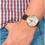 Tissot T Classic Tradition Silver Dial Brown Leather Strap Watch For Men - T063.610.36.038.00