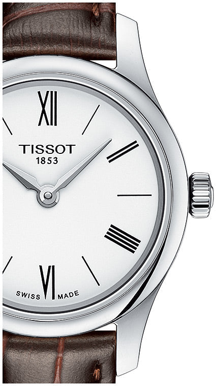 Tissot Tradition 5.5 Lady Silver Dial Brown Leather Strap Watch for Women - T063.009.16.018.00