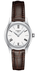 Tissot Tradition 5.5 Lady Silver Dial Brown Leather Strap Watch for Women - T063.009.16.018.00