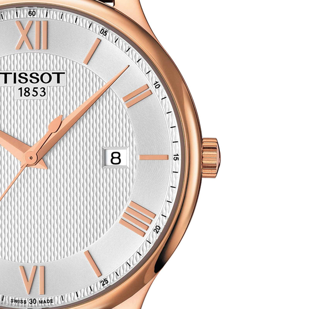 Tissot T Classic Tradition Silver Dial Brown Leather Strap Watch For Men - T063.610.36.038.00