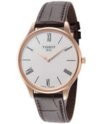 Tissot Tradition 5.5 White Dial Brown Leather Strap Watch for Men - T063.409.36.018.00