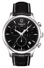 Tissot Tradition Chronograph Black Dial Black Leather Strap Watch For Men - T0636171605700