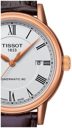 Tissot T Classic Carson Powermatic 80 White Dial Brown Leather Strap Watch for Men - T085.407.36.013.00