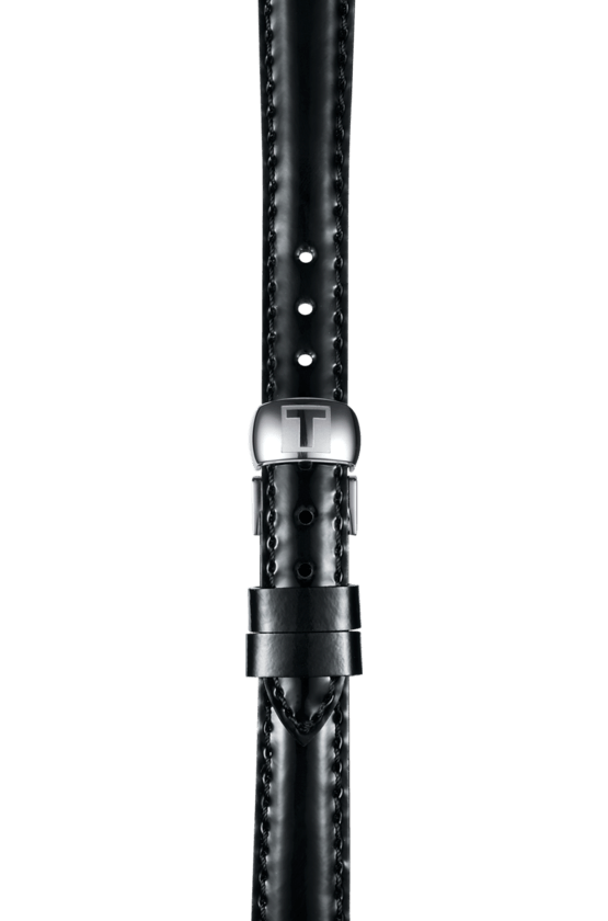 Tissot T Lady Flamingo Mother of Pearl White Dial Black Leather Strap Watch for Women - T094.210.16.111.00