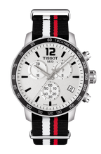 Tissot Quickster Chronograph NBA Toronto Raptors White Dial Two Tone NATO Strap Watch for Men - T095.417.17.037.16