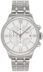 Tissot Chemin des Tourelles Automatic Chronograph White Dial Silver Steel Strap Watch for Men - T099.427.11.038.00