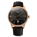Tissot T Classic Chemin Des Tourelles Powermatic 80 Brown Dial Brown Leather Strap Watch for Men - T099.407.36.447.00