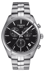 Tissot T Classic PR 100 Chronograph Black Dial Silver Steel Strap Watch for Men - T101.417.11.051.00