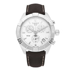 Tissot PR 100 Sport Quartz Chronograph Silver Dial Brown Leather Strap Watch For Men - T101.617.16.031.00