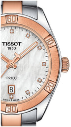Tissot PR 100 Sport Chic Diamonds Mother of Pearl Dial Two Tone Steel Strap Watch for Women - T101.910.22.116.00