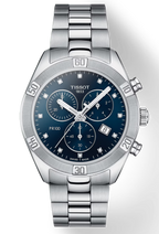 Tissot PR 100 Sport Chic Chronograph Diamonds Blue Dial Silver Steel Strap Watch for Women - T101.917.11.046.00