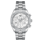 Tissot PR 100 Sport Chic Chronograph Diamonds Mother of Pearl Dial Silver Steel Strap Watch for Women - T101.917.11.116.00