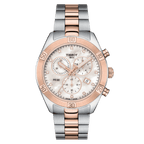 Tissot PR 100 Sport Chic Chronograph Diamonds Mother of Pearl Dial Two Tone Steel Strap Watch for Women - T101.917.22.116.00