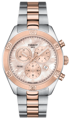 Tissot PR 100 Sport Chic Chronograph Mother of Pearl Dial Two Tone Steel Strap Watch for Women - T101.917.22.151.00