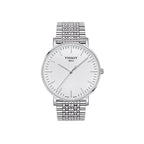 Tissot T Classic Everytime Large White Dial Silver Steel Strap Watch for Men - T109.610.11.031.00
