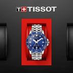 Tissot T Sport Seastar 1000 Powermatic Silicium Blue Dial Silver Steel Strap Watch For Men - T120.407.11.041.01