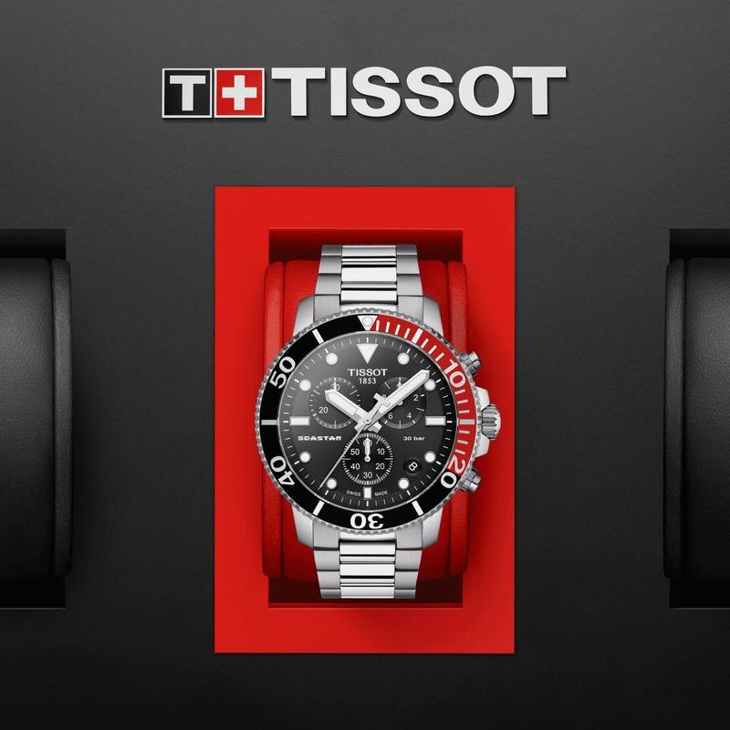 Tissot Seastar 1000 Chronograph Black Dial Silver Steel Strap Watch For Men - T120.417.11.051.01