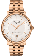 Tissot T Classic Carson Premium Automatic White Dial Rose Gold Steel Strap Watch for Men - T122.407.33.031.00