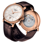 Tissot Carson Premium Powermatic 80 White Dial Brown Leather Strap Watch For Men - T122.407.36.031.00
