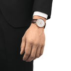 Tissot Carson Premium Powermatic 80 White Dial Brown Leather Strap Watch For Men - T122.407.36.031.00