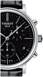 Tissot Carson Premium Chronograph Black Dial Black Leather Strap Watch For Men - T122.417.16.051.00
